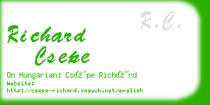 richard csepe business card